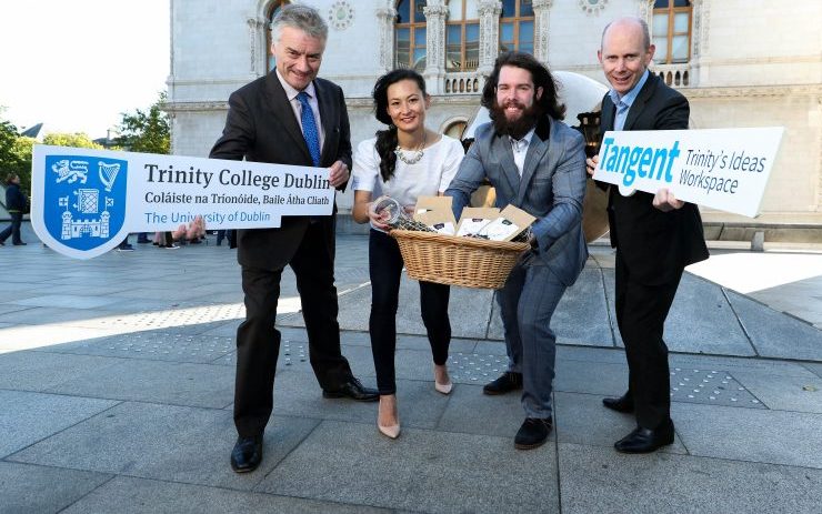 Pictured on the occasion of the launch of 'Tangent, Trinity's Ideas Workspace', are Provost of Trinity, Dr Patrick Prendergast, Co-Founder of Change Donations, Lizzy Hayashida, Co-Founder of SeaPunk, Tommy Torrades, and Chief Innovation & Enterprise Officer at Trinity, Dr Diarmuid O'Brien.