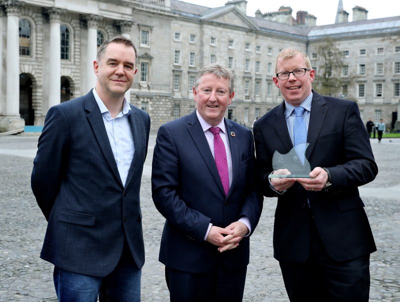 L to R: Associate Dean of Research at Trinity, Professor Andrew Bowie, Minister of State with responsibility for the inland fisheries sector, Sean Canney, and CEO of Inland Fisheries Ireland, Dr Ciaran Byrne.