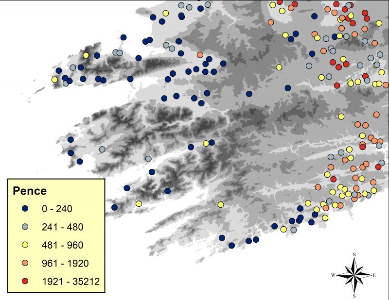 Valuations of southwestern Ireland between 1302-1307.
