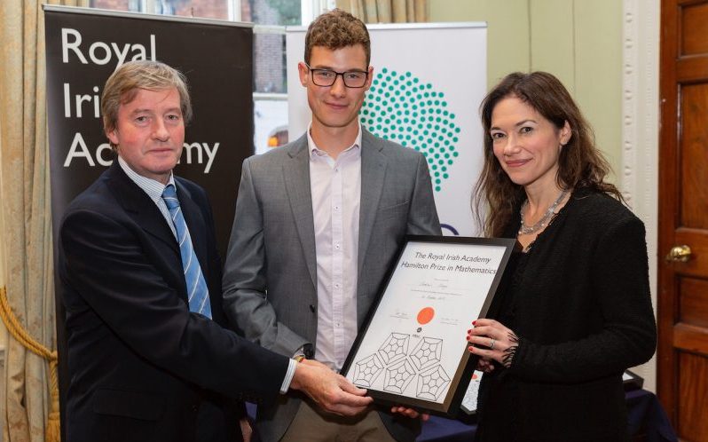 L-R: Professor Pat Guiry, RIA Science Secretary, Andrew Cleary and Professor Maria Chudnovsky, 2019 Hamilton Speaker from Princeton University.