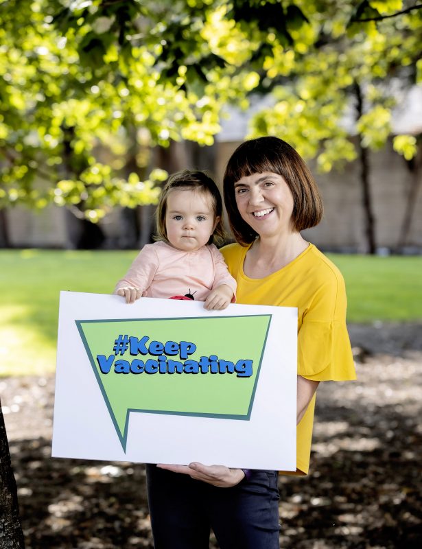 Dr Rachel McLoughlin, Professor in Immunolgy at Trinity launches her 'Vaccines Save Lives' video campaign with daughter, Avril.