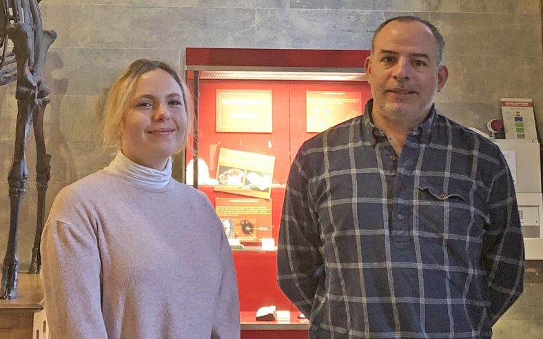 First author Adrienn Maria Szucs with Professor Juan Diego Rodriguez-Blanco in Trinity's Museum Building.