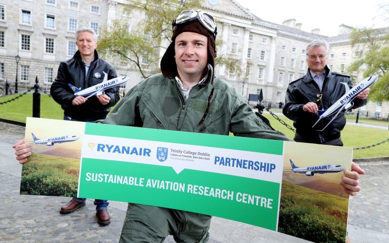 L to R: Neil Sorahan, CFO Ryanair Group; Thomas Fowler, Director of Sustainability, Ryanair DAC; Dr Patrick Prendergast, Provost of Trinity College Dublin