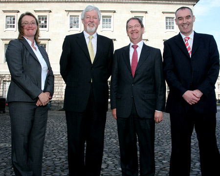 Vice-Provost, prof ruth byrne, provost, dr john hegarty, minister for innovation policy, michael ahern, staff secretary, tony mcmahon