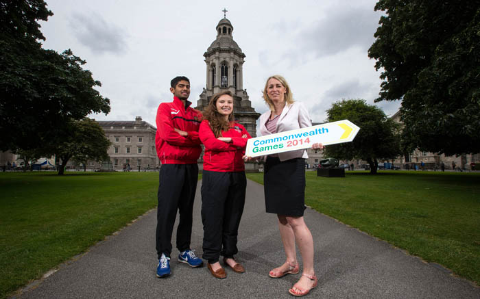 Trinity Sports Scholarship students, Victoria Mullin and Prakash Vijayanath with Head of Sport, Michelle Tanner 