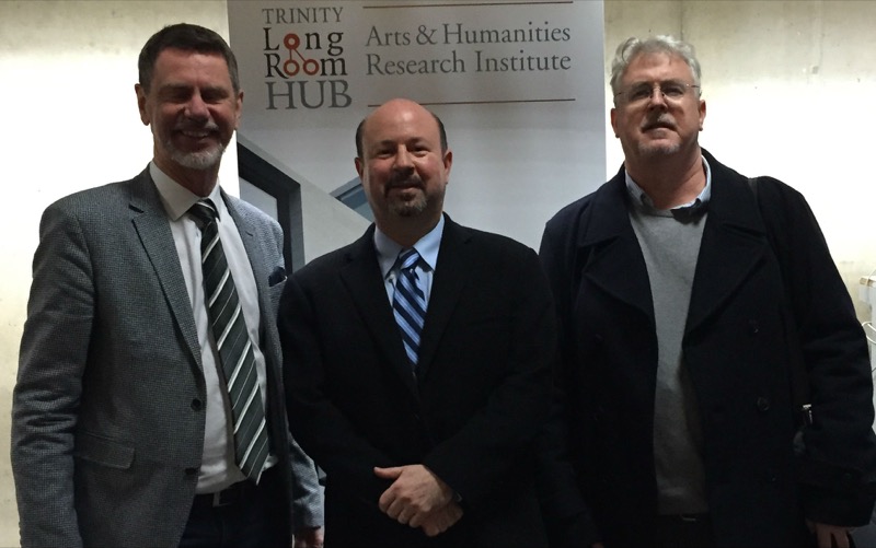 Pictured on the occaision (l-r): Professor Poul Holm, Professor Michael Mann and Dr Charles Travis