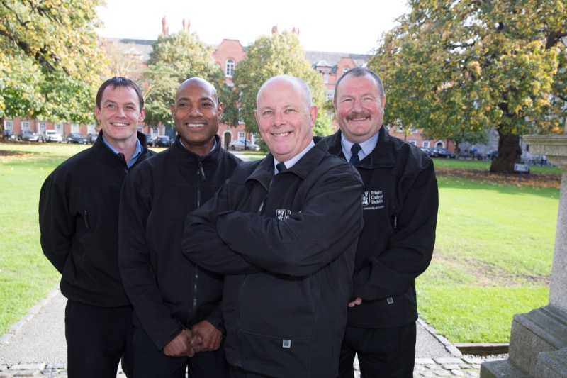 Trinity’s Mail Room Team (l-r) William Richardson, Fernando Inniss, Peter Blanchfield, and James Marrinan