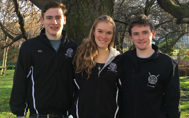 Philip Cripwell, Lucy Johnson, and Cian Flynn, three of this year’s University Pinks recipients