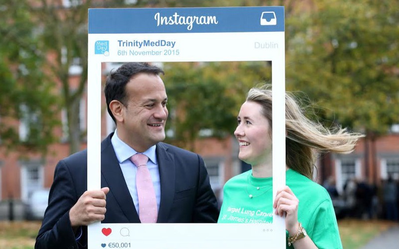 Taoiseach, Leo Varadkar with Trinity medical student during Med Day in 2015.