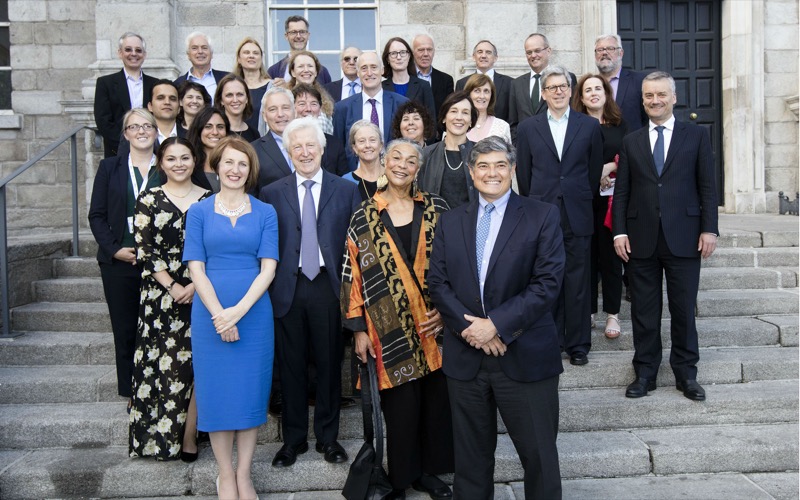 Christopher Oechsli, President and Chief Executive Officer of the Atlantic Philanthropies, in the front, Provost of Trinity Dr Patrick Prendergast far right.