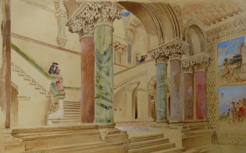 Nineteenth-century view of the Museum Building stairhall. Private Collection.