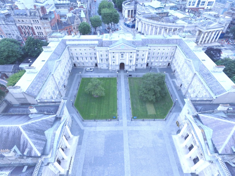 A drone's-eye-view of Trinity's Front Square.