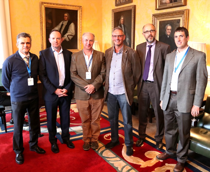 Pictured from left to right are: Dr Denis Gely, ONERA, French Aerospace, Professor Peter Gallagher, Associate Dean of Research, Trinity, Associate Professor Gareth Bennett, who was Chair of CEAS-ASC Scientific Workshop (21st Workshop of the Aeroacoustics Specialists Committee of the CEAS), Dr Kevin Britchford, Rolls-Royce, UK, Professor Lars Enghardt, DLR, German Aerospace, and Dr David Stephens,