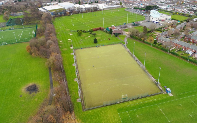   More aerial views of the sports facilities situated in Crumlin near to town.