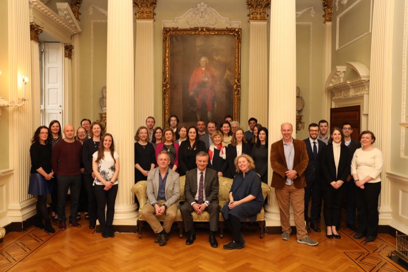 Inaugural Provost’s PhD Project Award recipients with (seated centre) the Provost, Dr Patrick Prendergast, the Dean of Graduate Studies, Prof Neville Cox and Dean of Research, Prof Linda Doyle