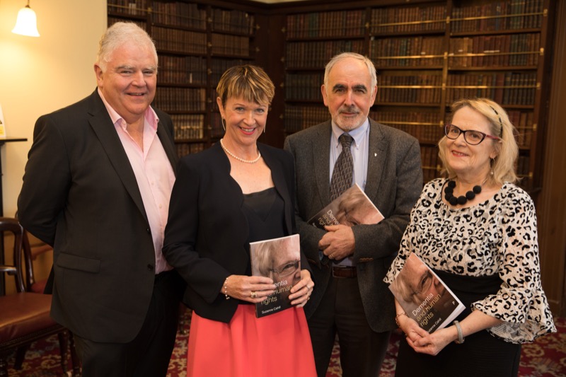 Professors Robert Gilligan and Des O' Neill, with the author Suzanne Cahill and Helen Rochford Brennan, Chair of the European Working Group of People with Dementia.