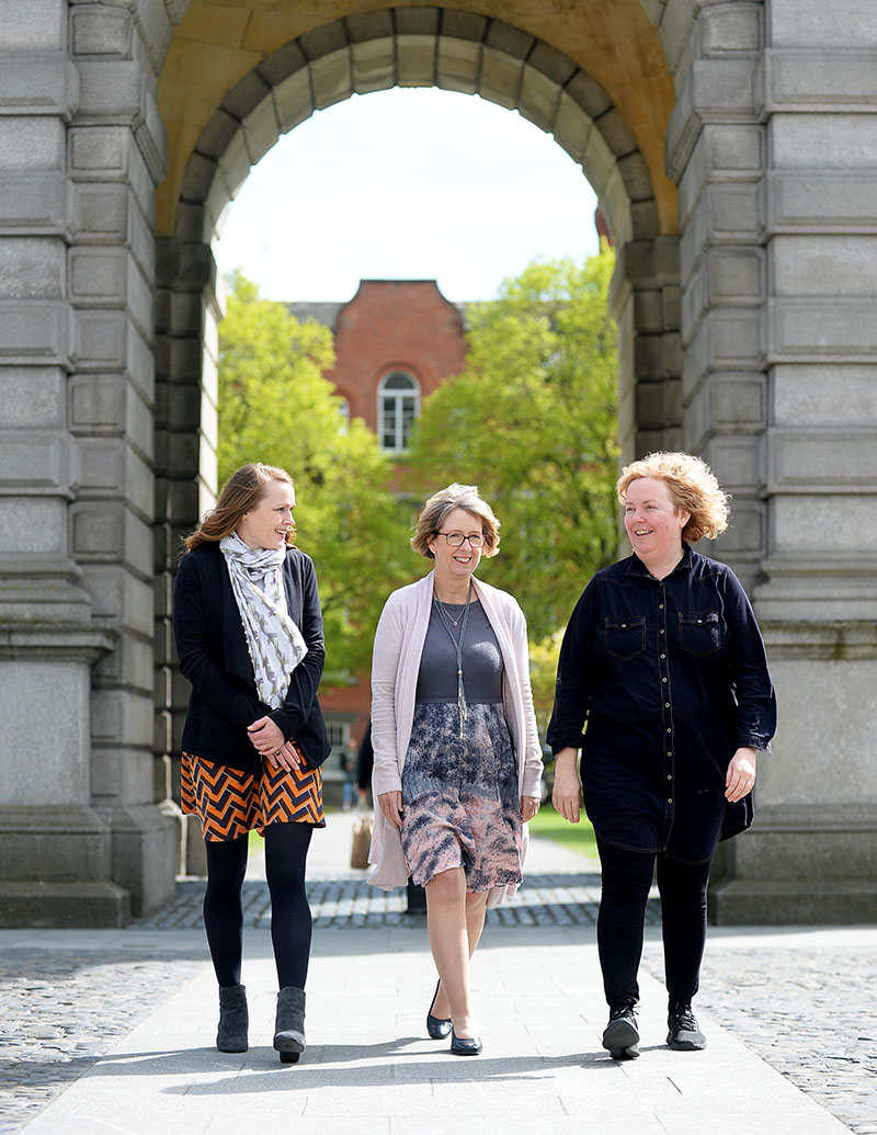 Senior Patents and Licensing Manager in Trinity Research & Innovation, Dr Emily Vereker, with Director of Knowledge Transfer Ireland (KTI), Dr Alison Campbell, and Trinity’s Dean of Research, Linda Doyle.