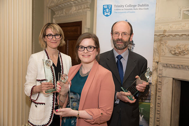 Professor Zuleika Rodgers, Dr. Niamh McGoldrick (accepting on behalf of Professor Hongzhou Zhang) and Professor Charles Patterson.