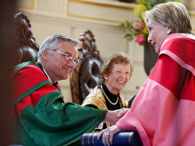 Secretary Clinton receives her honorary degree.