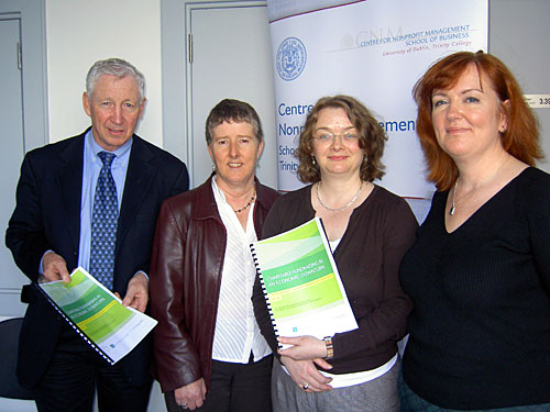 Kingsley aikins, the ireland funds, sheila nordon, irish charities tax research ltd with geraldine prizeman and siobhán mcgee of the tcd centre for nonprofit management.