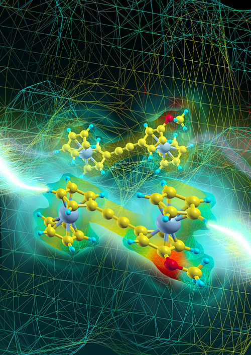 An artistic impression of a magnetic molecule-based memory