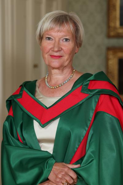 Woman in graduation robe