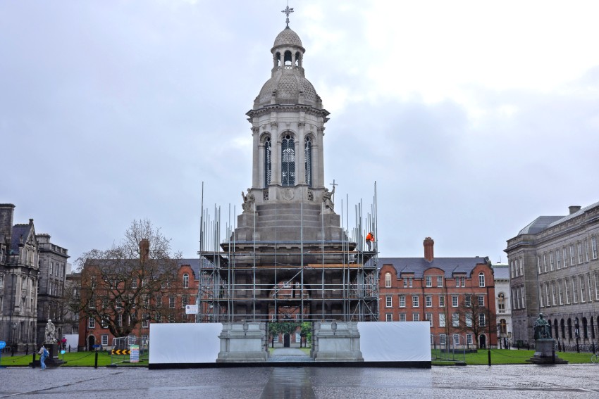Bell tower with scaffolding