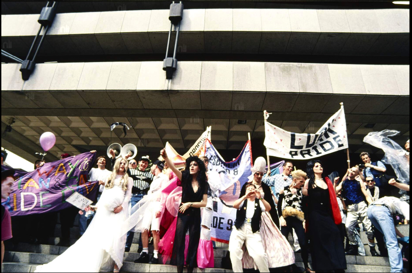 Dublin Pride outside the Central Bank, 1993. Credit: National Library of Ireland.