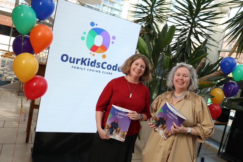 Dr Nina Bresnihan and Dr Linda Doyle at the launch of the OurKidsCode impact report