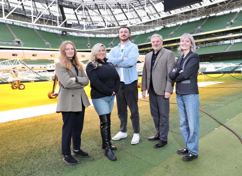 Kathryn Dane (RI Lero &Trinity College Dublin), Dr Caithríona Yeomans (Medical Manager Developmental Game IRFU), Will Connors (RI Lero, Trinity College Dublin & Leinster Rugby), Prof Anthony Ventresque (RI Lero & Trinity College Dublin), Caoilfhionn Ní Dheoráin (RI Lero &Trinity College Dublin).