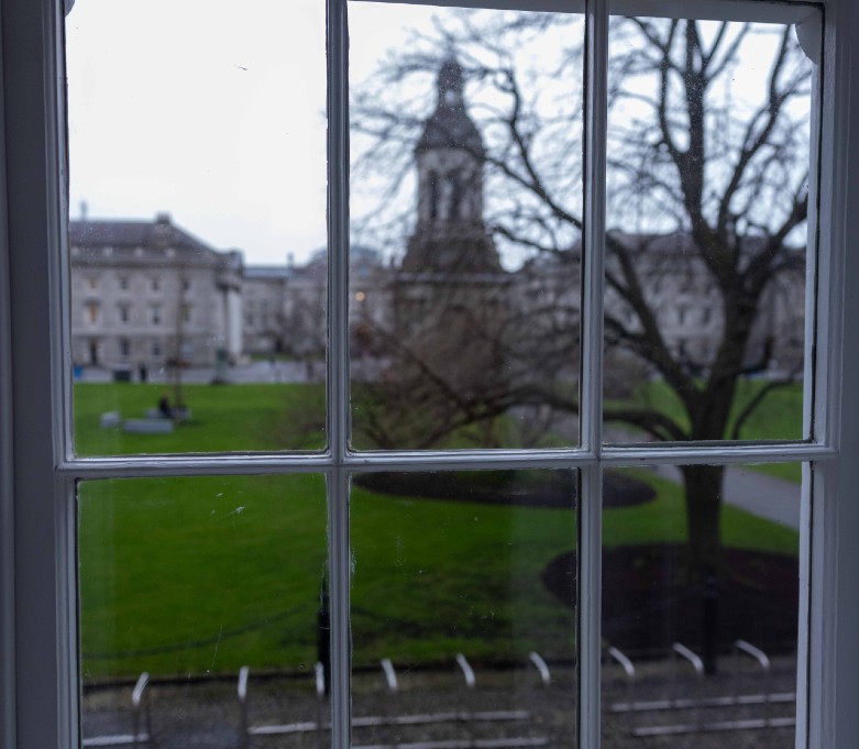 A view onto Front Square from a window